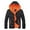 Orange, variant on Men's Winter Casual Color Collision Zipper Hoodie, Lightweight Padded Jacket, Thermal Warm, Slim Fit, Contrast Color, Fashion Outwear