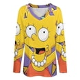 thumbnail image 4 of Simpsons Womens T Shirts V Neck Long Sleeve Tops Causal Loose Summer T-Shirts 4XL, 4 of 7