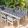 thumbnail image 2 of Navy Blue Pine Leaves Table Cloths for 3 Foot Rectangle Tables, Abstract Art Geometric Gray Plaid Patio Waterproof Elastic Fitted Tablecloths, Washable Rectangular Table Cover for Camping, 2 of 8