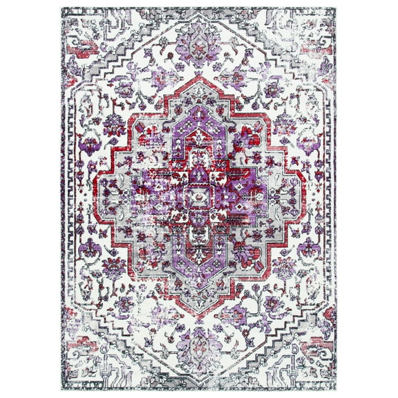 SAFAVIEH Skyler Paylynn Oriental Area Rug, Ivory/Purple, 5'1" x 7'6"