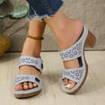 thumbnail image 6 of LOVZFMLL Sandals for Women 2025 Two Straps Heels Sandals Casual Summer Beach Vacation Shoes Slip On Open Toe Outdoor Slides Sandals Gray 6, 6 of 6