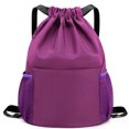 thumbnail image 1 of Mochila con cordón, bolsa deportiva para gimnasio, bolsa de viaje para yoga, para mujeres y hombres, bolsa de gimnasio impermeable, mochila de día, color morado, 1 of 7