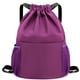 thumbnail image 1 of Mochila con cordón, bolsa deportiva para gimnasio, bolsa de viaje para yoga, para mujeres y hombres, bolsa de gimnasio impermeable, mochila de día, color morado, 1 of 7