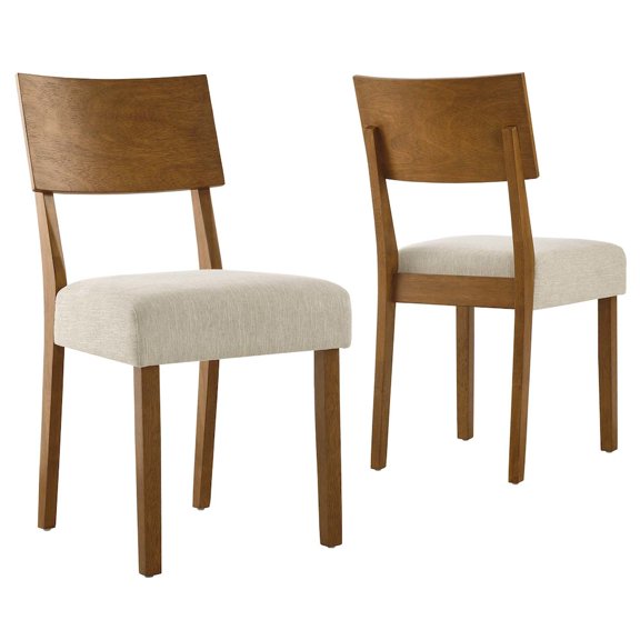 Pax Wood Dining Side Chairs - Set of 2 in Acorn Heathered Weave Light Beige