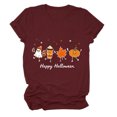 thumbnail image 7 of mgoYE Womens Halloween T Shirt Fall Spooky Season Doodle Graphic Short Sleeve Autumn Tops Blouse Womens Shirts(Wine,3XL), 7 of 7