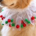 thumbnail image 5 of Halloween Dog Collar with White Tulle and Red and Green Pom Poms, Adjustable Fit, White, for Small Dogs and Cats, Pet Necklace Collar Decoration, 5 of 5