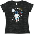 thumbnail image 3 of Inktastic Astronaut The Moon Spaceship and Shooting Star Women's T-Shirt, 3 of 5