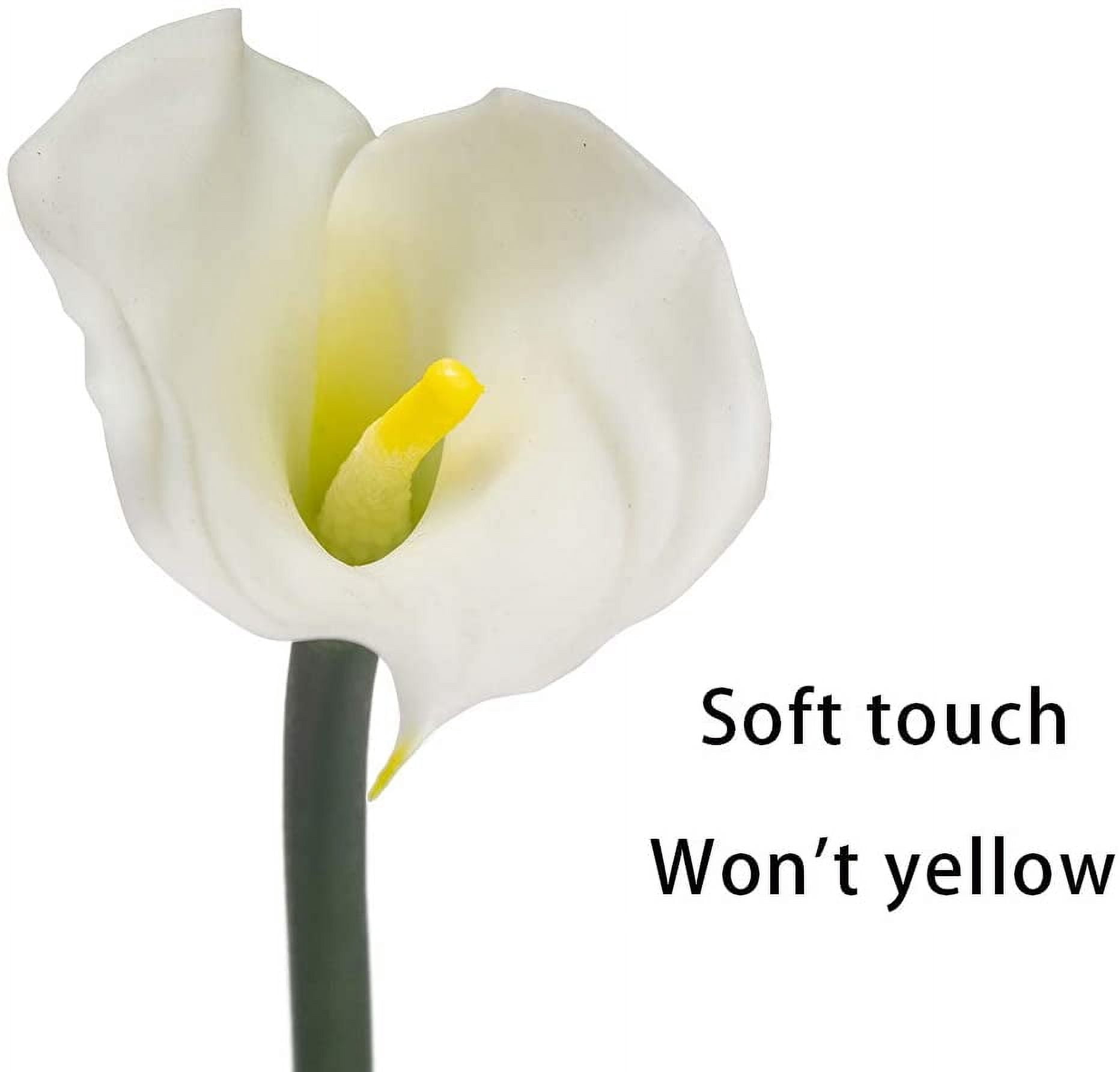 Artificial Flowers Calla Lilly 25.6'' Large Latex Fake Bouquet Soft Real Touch Long Stem Plants 5 Pcs for Home,Living Room,Bedroom,Dining Table,Office,Weddings Party Garden Decor(White)