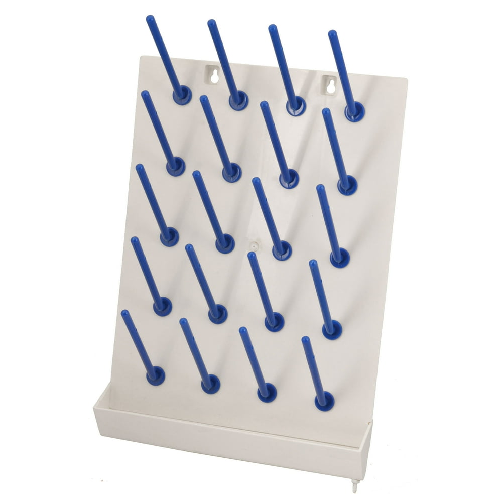 20 Peg Plastic Wall Mounted Laboratory Draining Rack with Collection Tray Eisco Labs Walmart