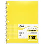 Mead Assorted Notebook Spiral Quad Ruled 100 Sheets