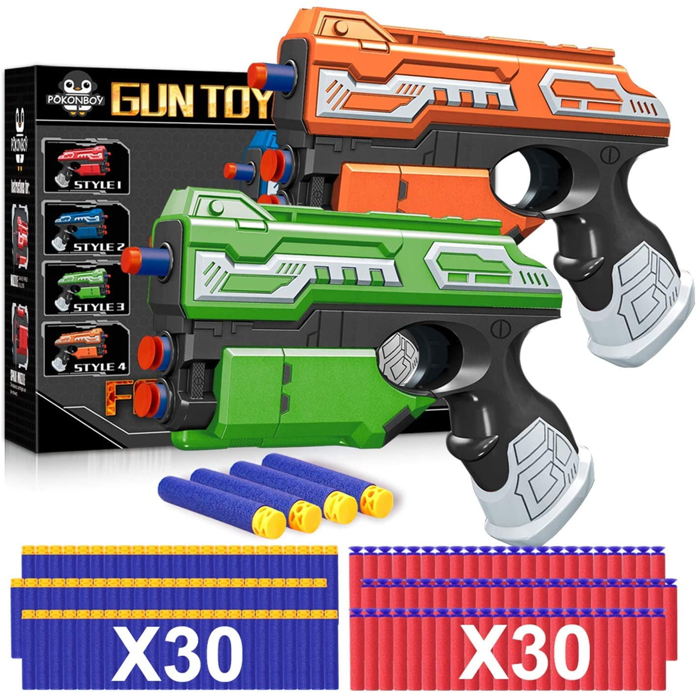 2pk Foam Dart Blaster Guns Fun Indoor Outdoor Action Toys For Kids Boys Girls 