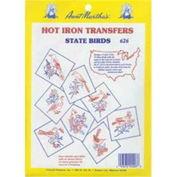 Aunt Martha's State Birds Iron On Transfer Pattern Collection, All 50 States