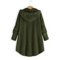 thumbnail image 4 of Hueook Barn Jackets for Women Fashion Women's Button V-Neck Pullover Tops Long Sleeve Hooded Blouse Coat Army Green 5X, 4 of 4