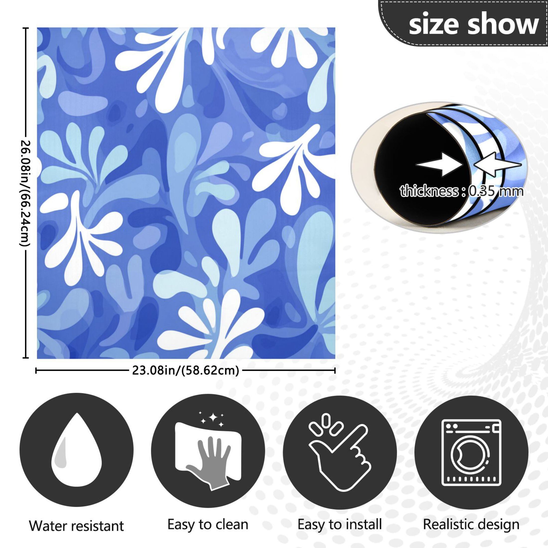 Dishwasher Magnetic Refrigerator Magnet Cover Sticker Home Decorative 23"x26" Blue Playful Splashes