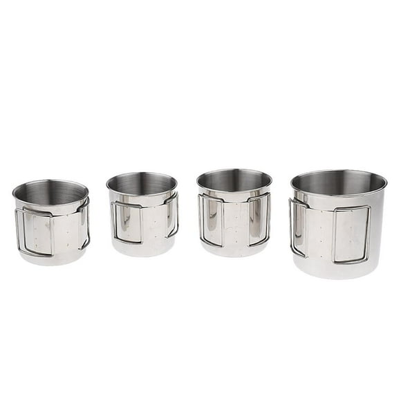 S SERENABLE 4 Pack Stainless Steel Pint Cups Water Tumblers with Mixed Size - Camping Hiking