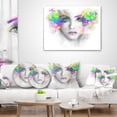 thumbnail image 4 of Designart Gray Woman with Green Flowers - Abstract Portrait Throw Pillow - 12x20, 4 of 5