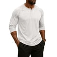 thumbnail image 4 of Resicozy Mens Henley 3/4 Length Sleeve Shirts Soft Button Tees Casual Fashion Solid Color T-Shirts White 2XL, 4 of 7