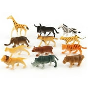 Safari Animals Figures,12pc Realistic Playset Toys Zoo Animals,Mini Safari Animals Figures Toys,Realistic Jungle Zoo Animal Figurines Cake Topper Toy Set Christmas Birthday Easter Egg Gift,