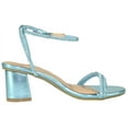 thumbnail image 3 of Top Moda Shoes Women Block Short Heels Open Toe Ankle Strap Bling Rhinestone CITY-1 Turquoise Blue Metallic 10, 3 of 3