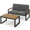 thumbnail image 1 of Gymax Ensemble de Mobilier de Patio en Aluminium 2 Pcs Canapé Sectionnel Coussiné avec Table à Café, 1 of 6