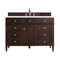 James Martin Vanities 48" Single Vanity, Burnished Mahogany w/ 3 CM White Zeus Quartz Top