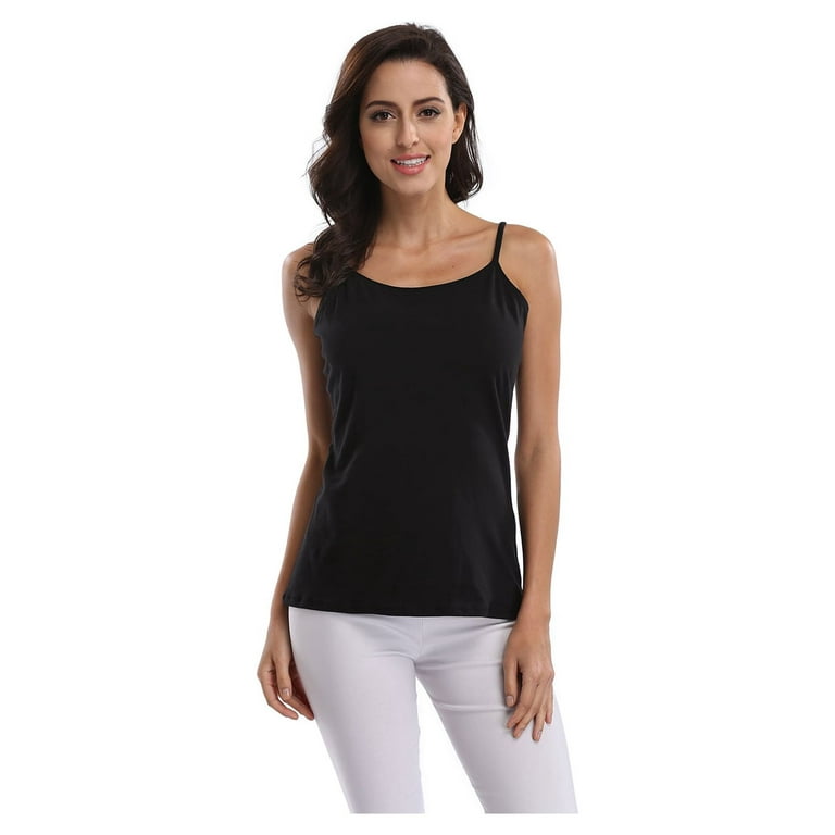 Buy Women's Y Back Spaghetti Strap Workout Tank Tops - with Built in Shelf  Bra Sports Camisole Padded Long Length Online at desertcartINDIA