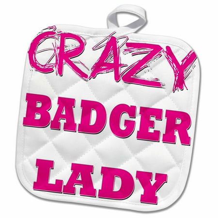 

3dRose Crazy Badger Lady - Pot Holder 8 by 8-inch