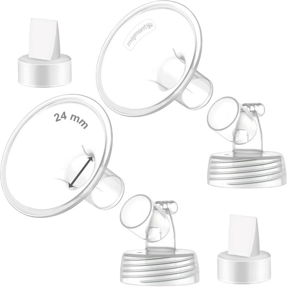 Maymom MyFit Flange Set 24mm Shield Widemouth Connector Duckbill Compatible w Spectra S2 Spectra S1 Pump Not Original Spectra S2 Accessories Not OEM Spectra Pump Parts Spectra Flange Spectra Valve