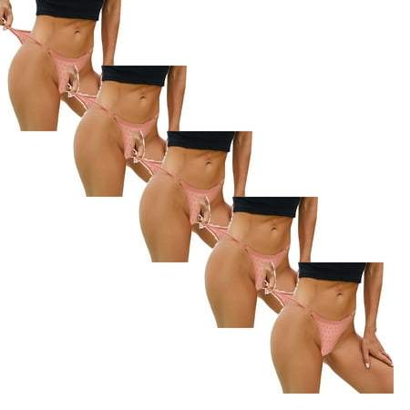 

Womens Underwear Brief Panty Hollow Hot Out Lace Crochet Lace Up Intimates Panties5PC