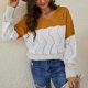 thumbnail image 4 of Suéter de punto a rayas con bloques de colores para mujer, suéter holgado informal elegante de manga larga con cuello redondo, suéter calado Ginger XL, 4 of 8