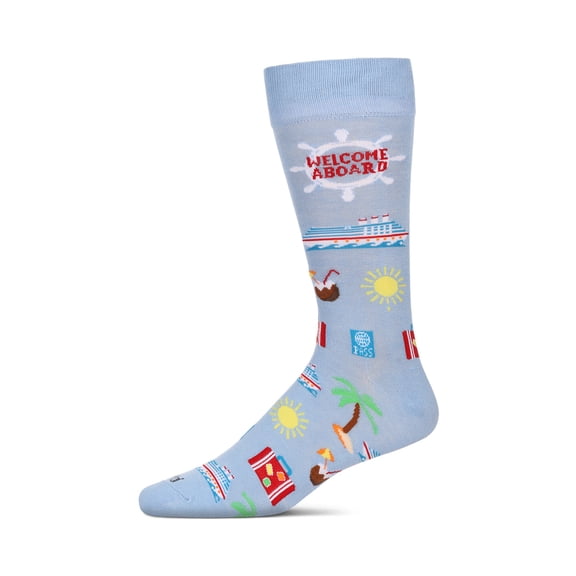 MeMoi Men's Cruise Ship Bamboo Crew Socks - Mens - Male, 10-13, Light Blue