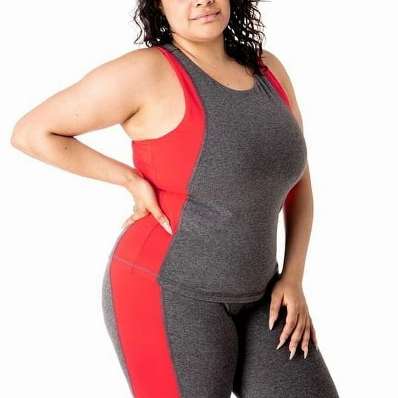 Rainbeau Curves Women's Plus Activewear Color Block Tank Top