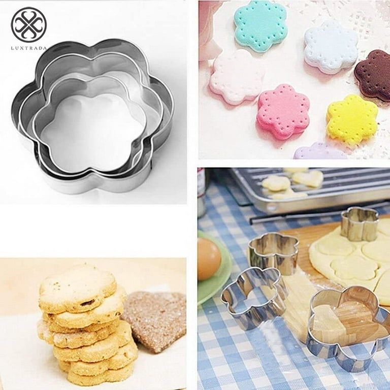 Luxtrada Cookie Pastry Fruit Cutters 12 Pcs Metal Stainless Steel Heart  Star Circle Flower Shaped Mould Small Stainless Steel Cookie Cutter(#A)