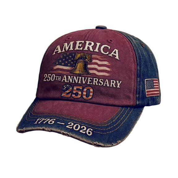 United States 250th Anniversary Red Cap, 250th Anniversary Hat, Patriotic Baseball Cap