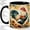 Black, variant on Colorful Rooster Sunflower Coffee Mug, Rooster Mug, Morning Tea Cup for Home, Farm Bird with Teal Tail Feathers and Yellow Blooms, Retro Folk Art, Country Kitchen Accent, Poultry Lover