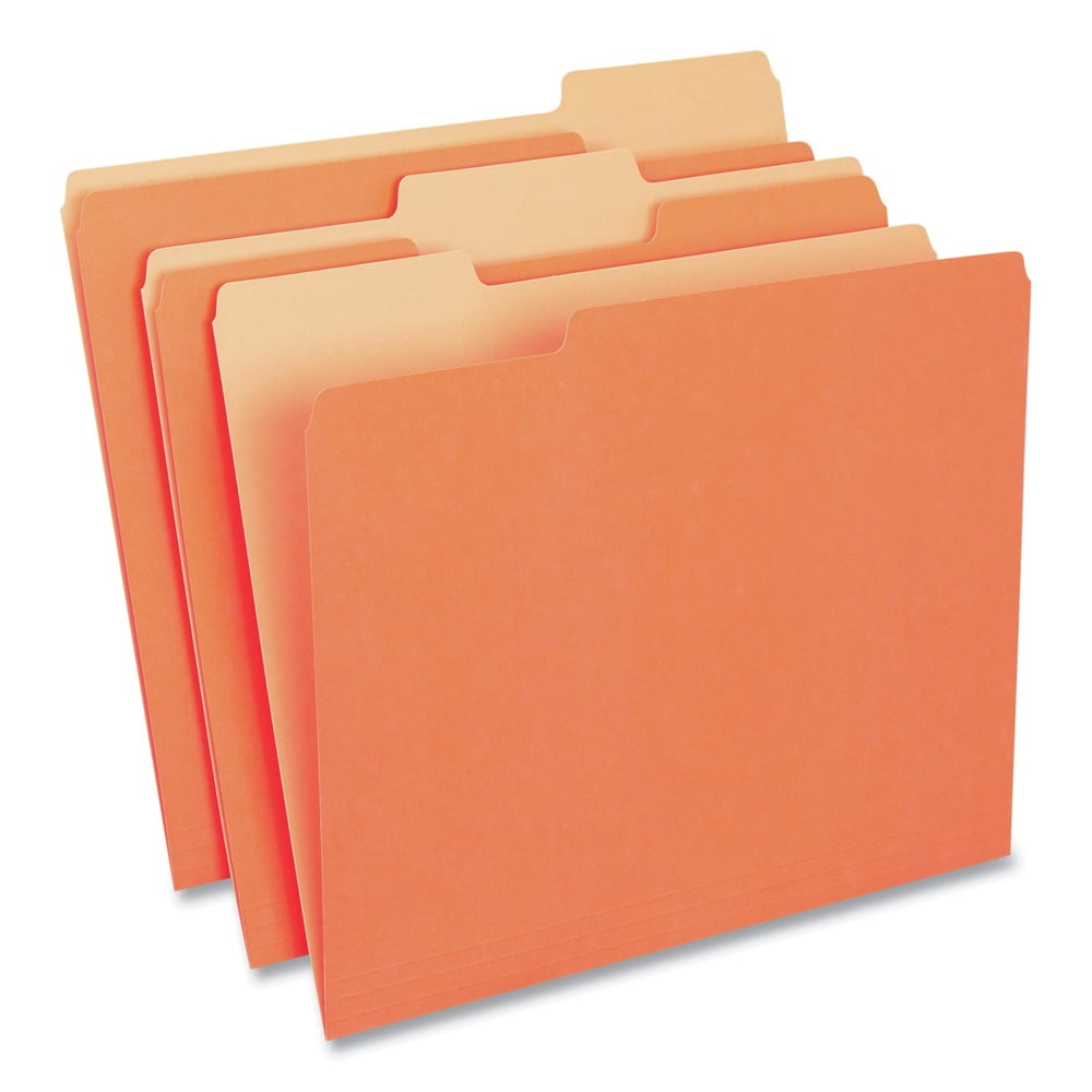 Universal UNV10507 Deluxe Colored 1/3-Cut Top Tabs Letter Size File Folders - Orange/Light Orange (100/Box)