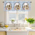 thumbnail image 4 of Valances for Windows Spring Easter Rabbit Eggs Chicken Rod Pocket Short Curtain for Bathroom Living Room Bedroom Flower Butterfly on Blue Grid 1 Panel 54x18in, 4 of 9