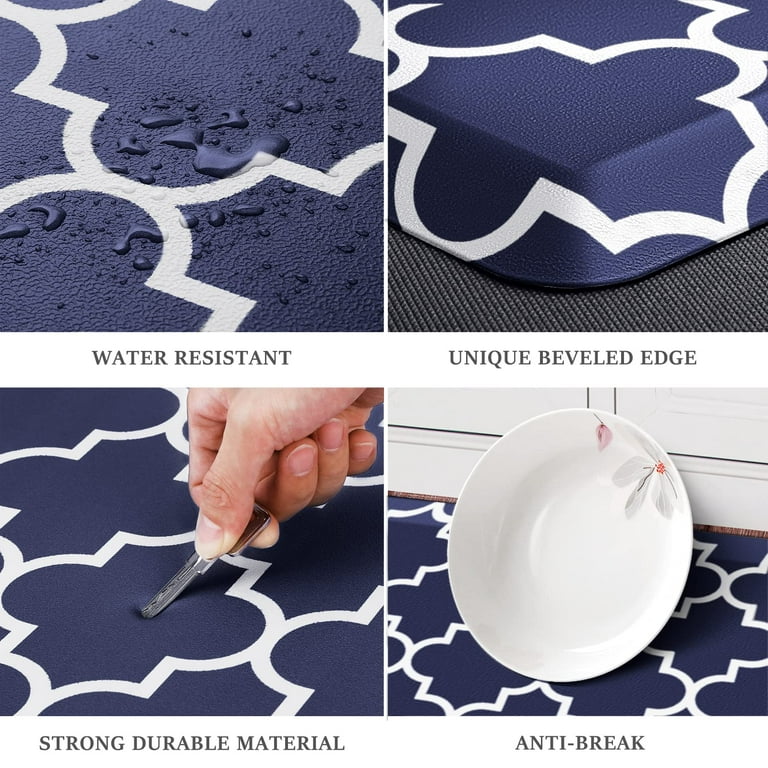 Kitchen Runner Rugs Anti-Fatigue mats - 3/4 Inch Thick Non Slip Waterproof  Ergonomic Comfort Mat for Kitchen, Floor Home, Office, Sink, Laundry  (17.3x 39,Blue) 