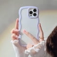 thumbnail image 3 of Wave Frame Clear Case for iPhone 11 6.1 inch Case Clear,Cute Wave Frame Slim Fit Shockproof Phone Bumper Cover Translucent Soft Pretty Anti-Scratch TPU Case - Purple, 3 of 13