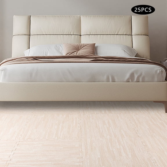 White Wood Grain Thick Printed Foam Tiles, Patchwork Foam Mat, Thick Printed Foam Tiles 25Pcs*Foam Mat