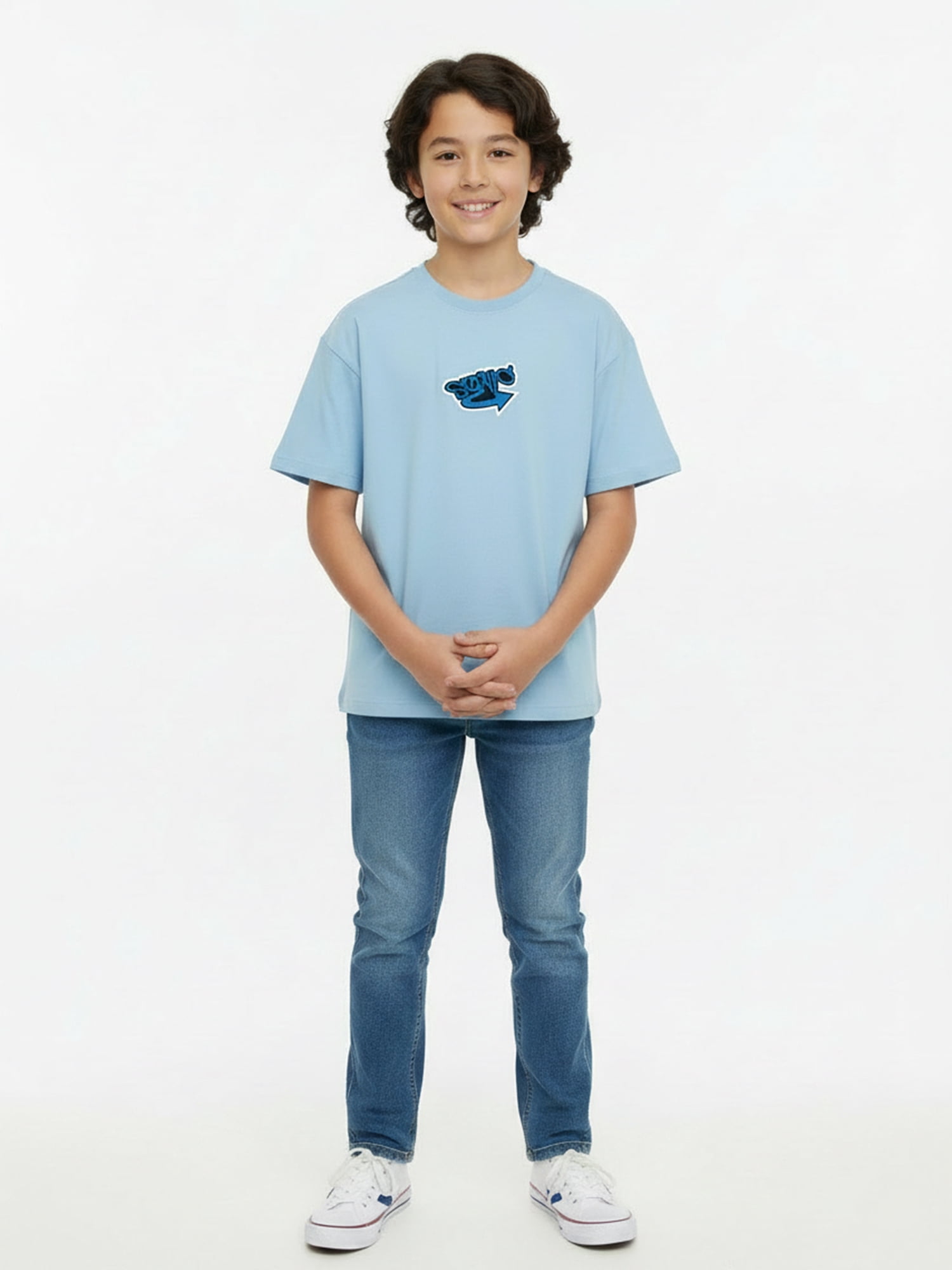 Sonic the Hedgehog Boys' Embroidered Tee with Short Sleeves, Sizes 4-18