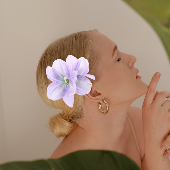 OFFIGAM Lightweight Lavender Flower Hair Clip with Fabric and Alloy, Stylish Beach Accessory for Women and Girls