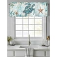 thumbnail image 2 of Blue Ocean Valances for Windows Sea Turtle Coral Starfish Retro Kitchen Valance Curtain Rod Pocket Small Curtains for Cafe Bathroom Laundry Basement 42" x 18", 2 of 8