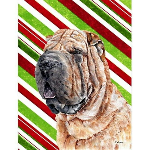 Shar Pei Candy Cane Christmas Flag Garden Size