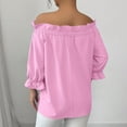 thumbnail image 6 of Ruimatai Women's Off Shoulder Top Ruffle Bow Detail Blouse, Chic Casual Short Sleeve Shirt for Summer, 6 of 7