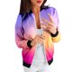 thumbnail image 1 of Gibobby Chaquetas tendencia ocio Abrigo suelto para mujer, cuello Rojoondo, cremallera, manga larga, chaqueta clásica con estampado degradado, prendas de vestir informales para uso diario (Rosa, XL), 1 of 5