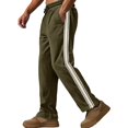 thumbnail image 2 of GrmtClth Men's Relax Fit Corduroy Side Striped Casual Pants Stretch Drawstring Waist Lightweight American Retro Lounge Trousers Army Green M, 2 of 5