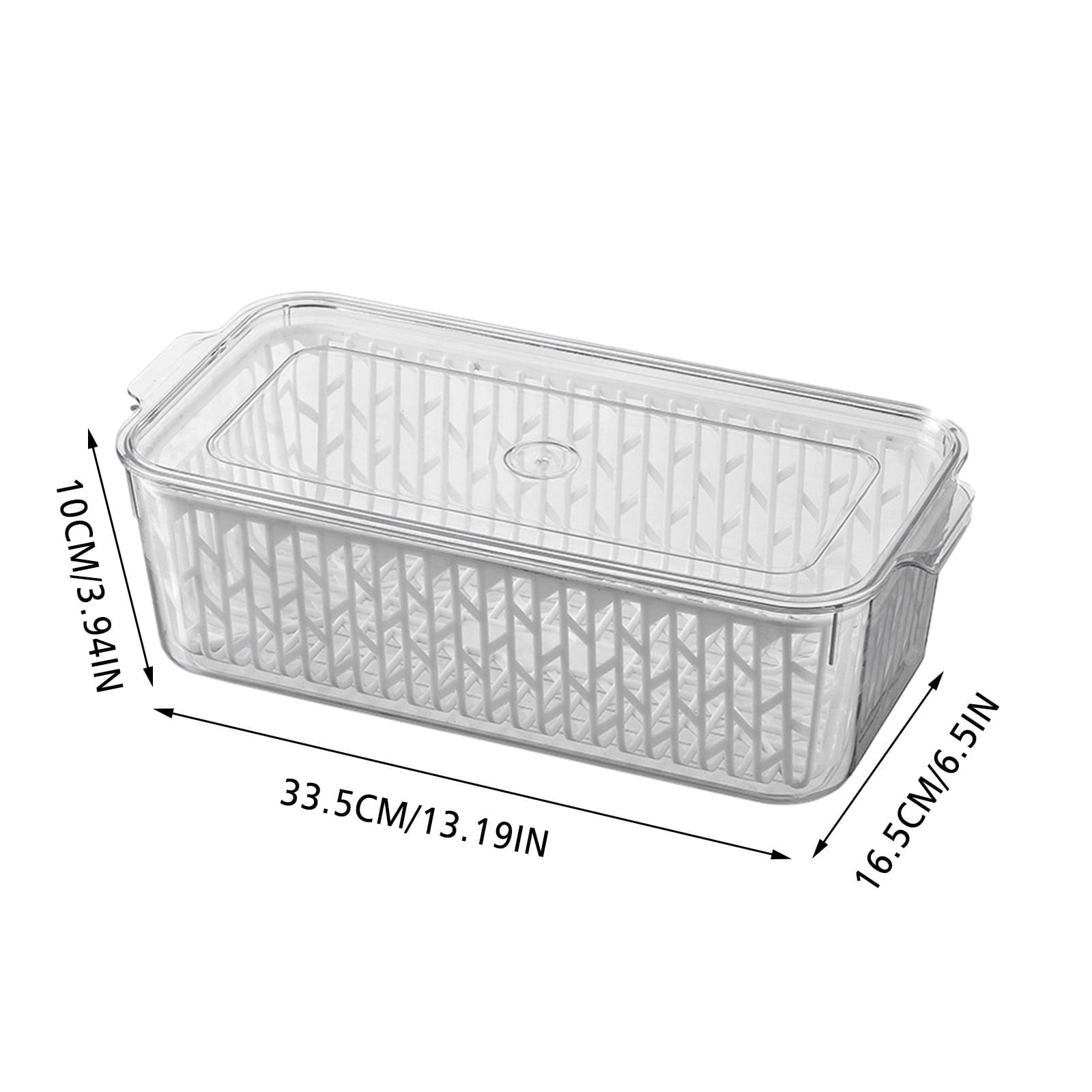 Modular Refrigerator Fresh-Keeper System with Drainage Grid - Food-Grade Sealed Container for Vegetable Hydration, Fruit Preservation & Egg Stacking | BPA-Free Crisper Organizer(13.19x6.5x3.94")