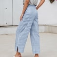 thumbnail image 2 of DHFJKG Women's Wide Leg Pants Striped Loose Fit High Waisted Casual Drawstring Side Slit Palazzo Summer Beach Versatile Trousers, 2 of 4