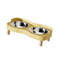 thumbnail image 4 of Cuencos elevados para gatos Juego de cuencos elevados para comida y agua para gatos con 2 comederos de acero inoxidable para mascotas Amarillo, 4 of 8